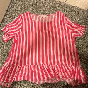 Umgee pink and white striped blouse